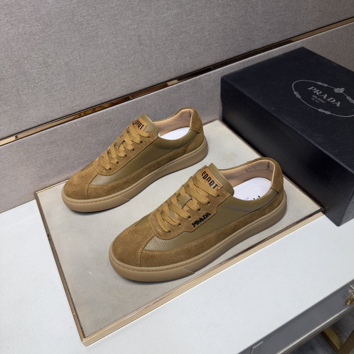Prada Logo Low-Top Sneakers — side