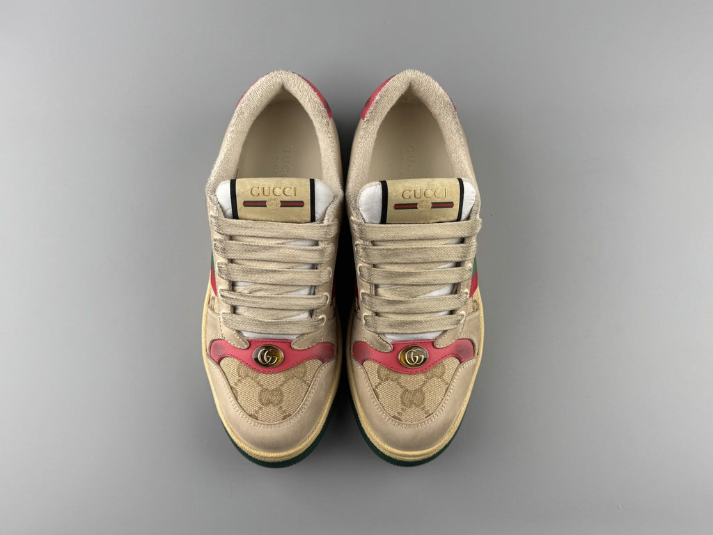 Gucci Beige Stripe Low-Top Sneakers — front