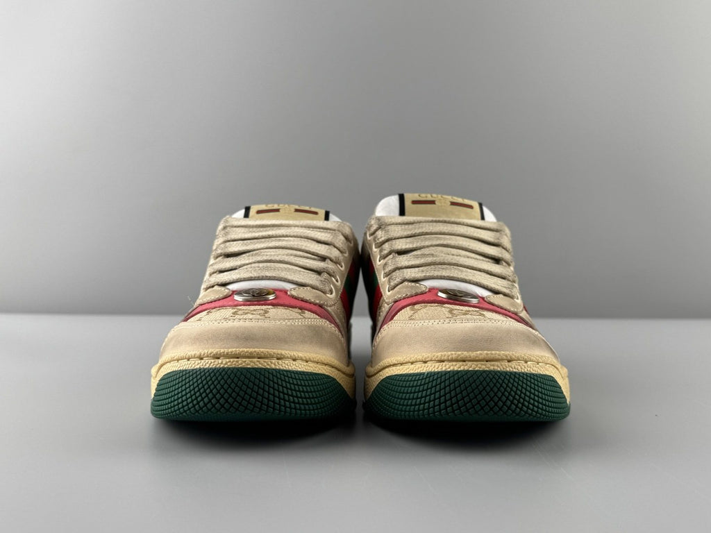 Gucci Beige Stripe Low-Top Sneakers — front