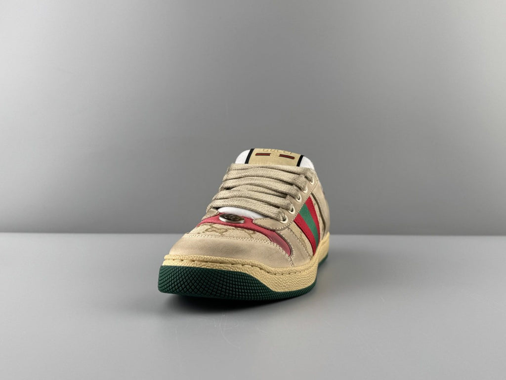 Gucci Beige Stripe Low-Top Sneakers — front