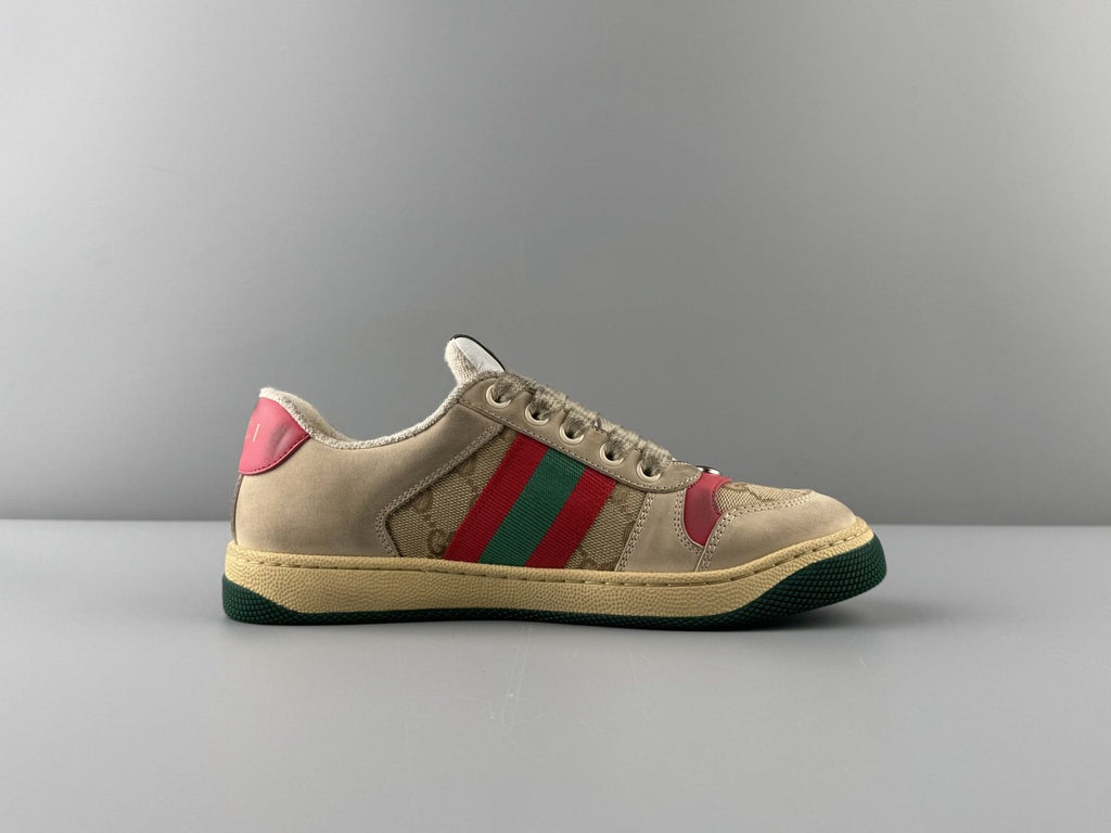 Gucci Beige Stripe Low-Top Sneakers — side