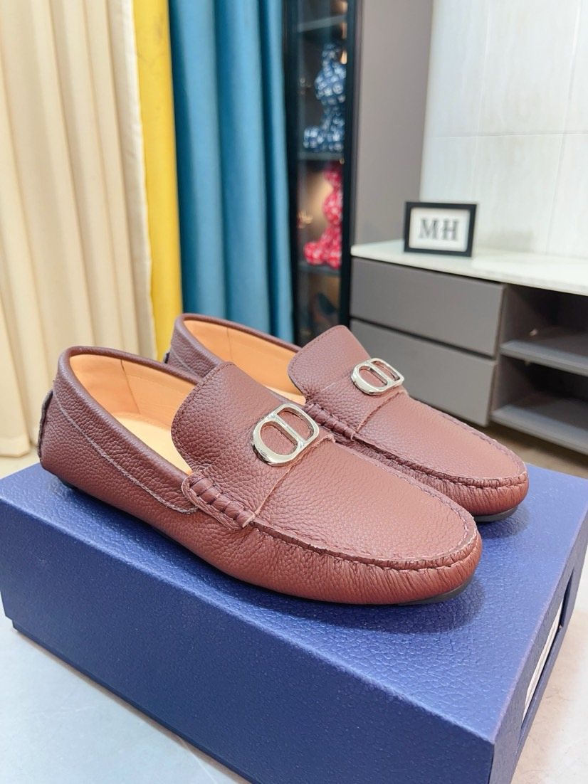 Dior Pebbled Buckle Loafers — front