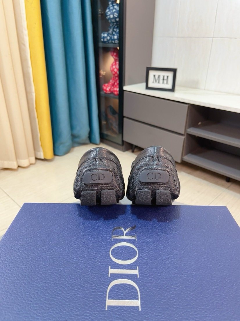 Dior Pebbled Buckle Loafers — back