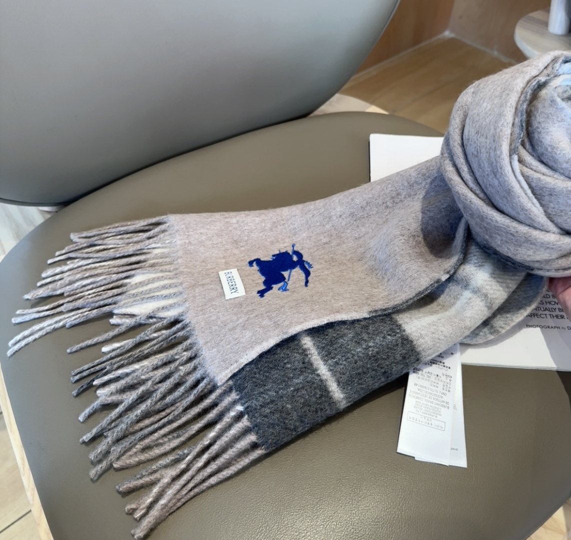 Burberry Reversible Plaid Fringed Scarf — side