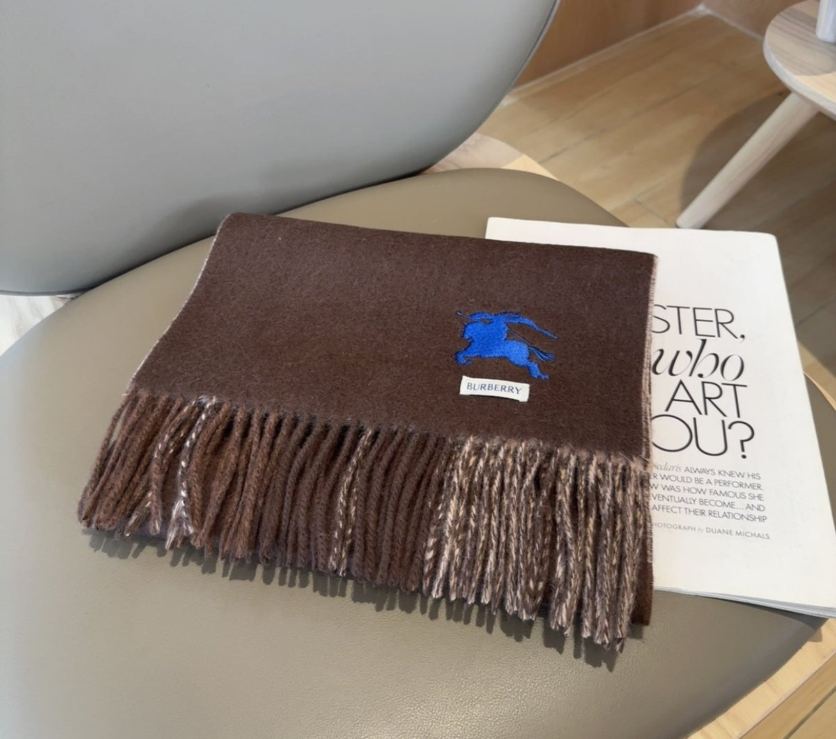 Burberry Reversible Plaid Fringed Scarf — front