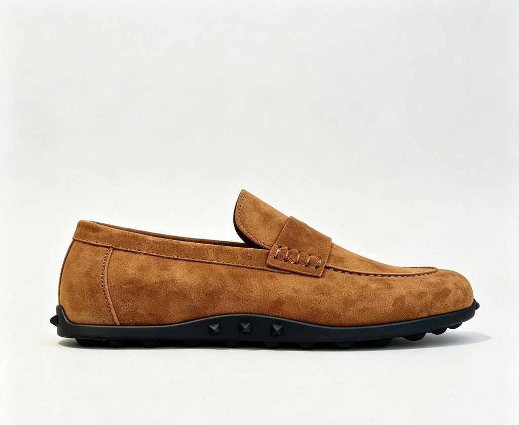 Hermès Textured Studded-Sole Loafers — side
