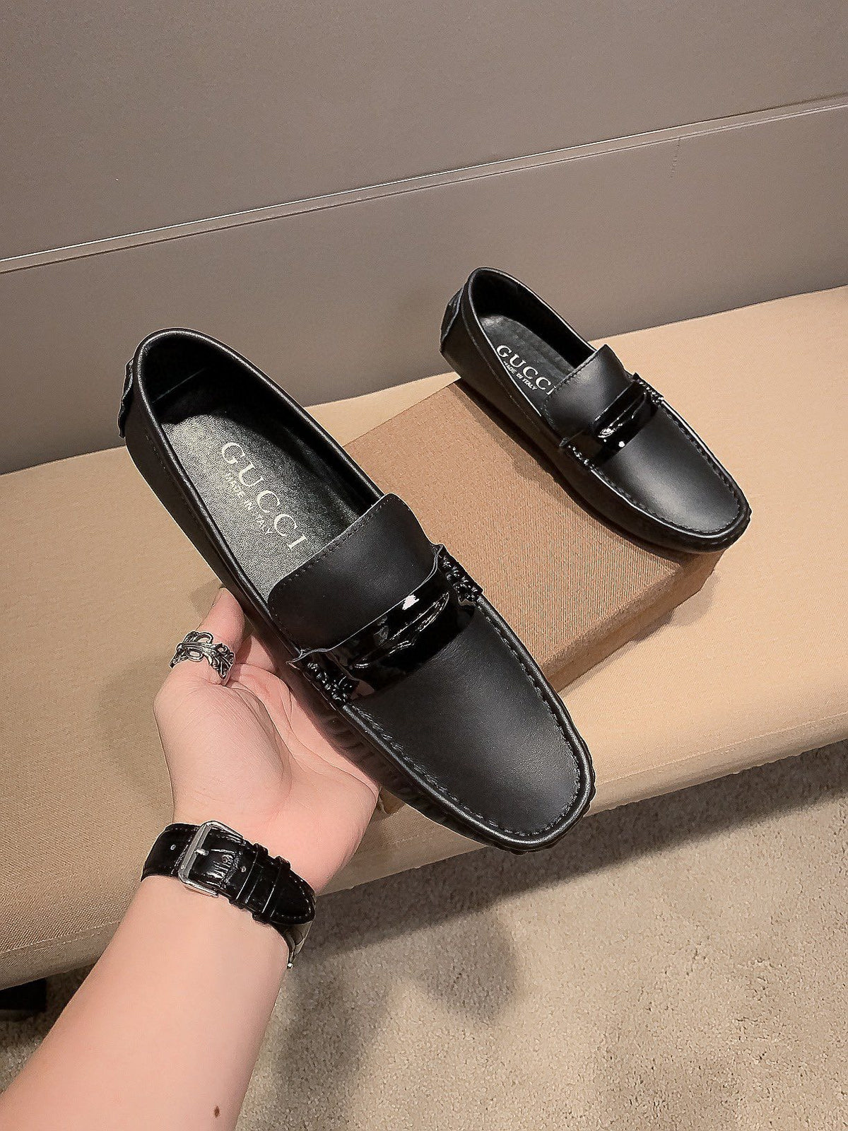 Gucci Black Hardware Loafers — front