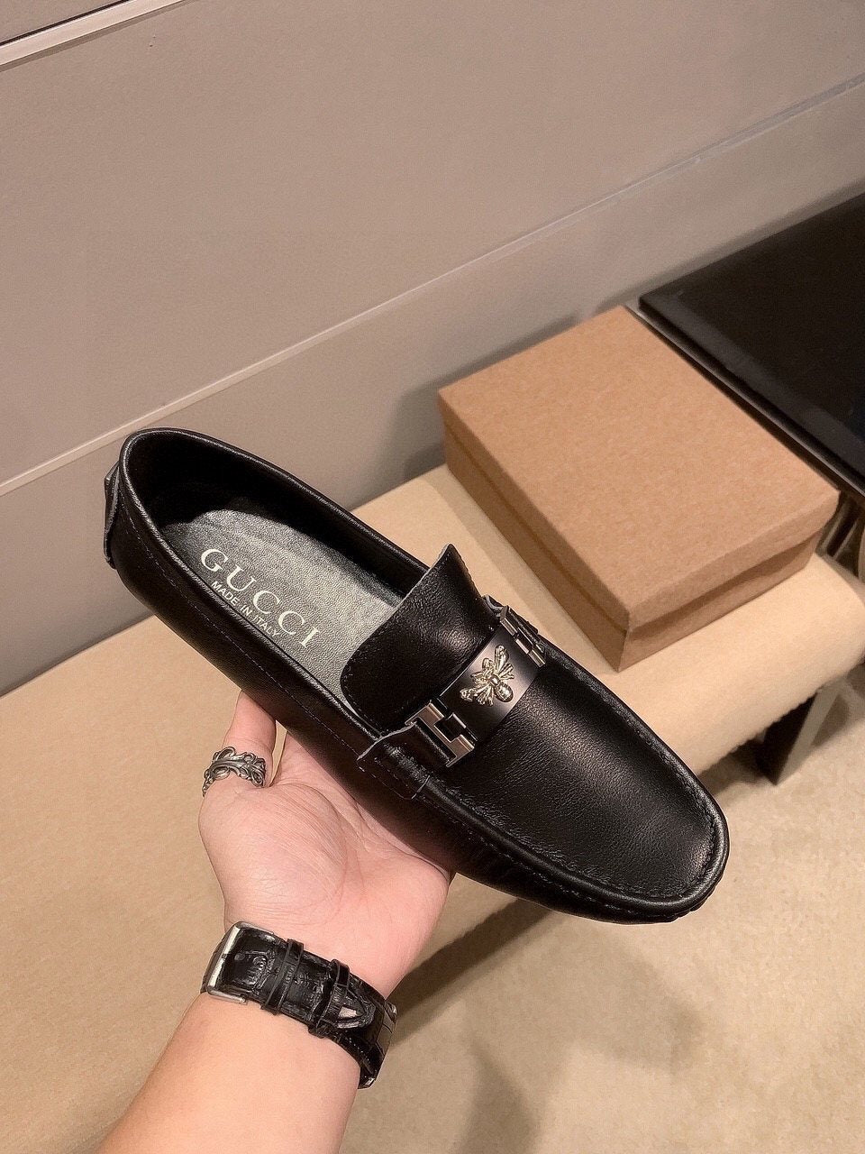 Gucci Black Hardware Loafers — front