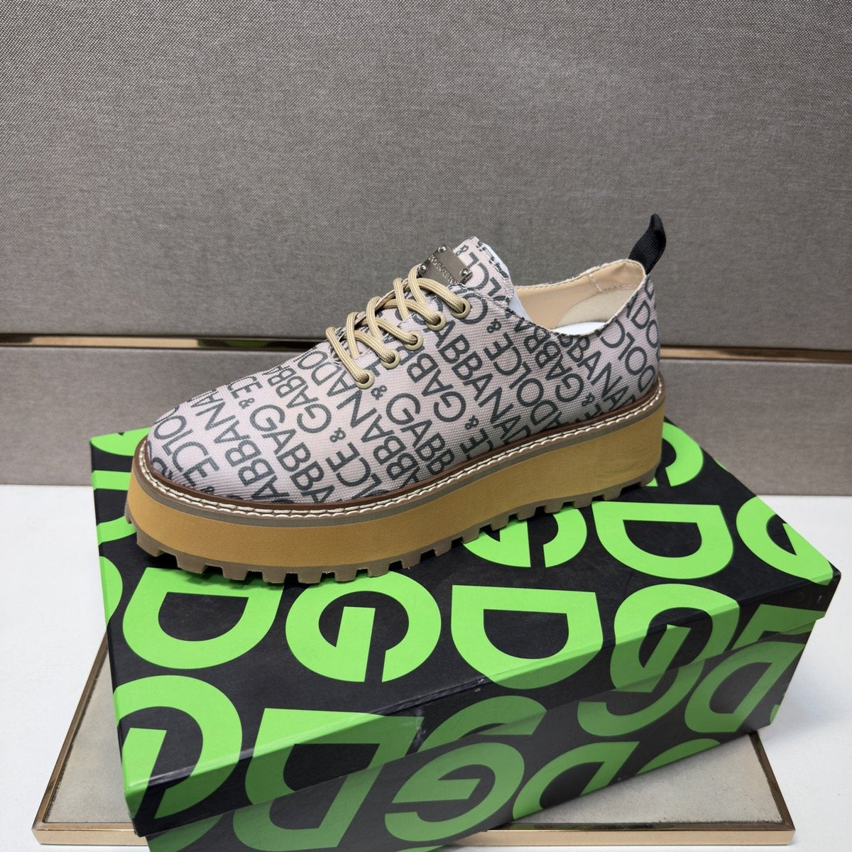 Dolce & Gabbana Letter Print Lug Sole Shoes — side