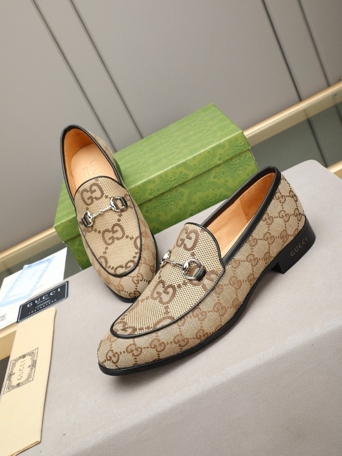 Gucci Monogram Bit Loafers — front