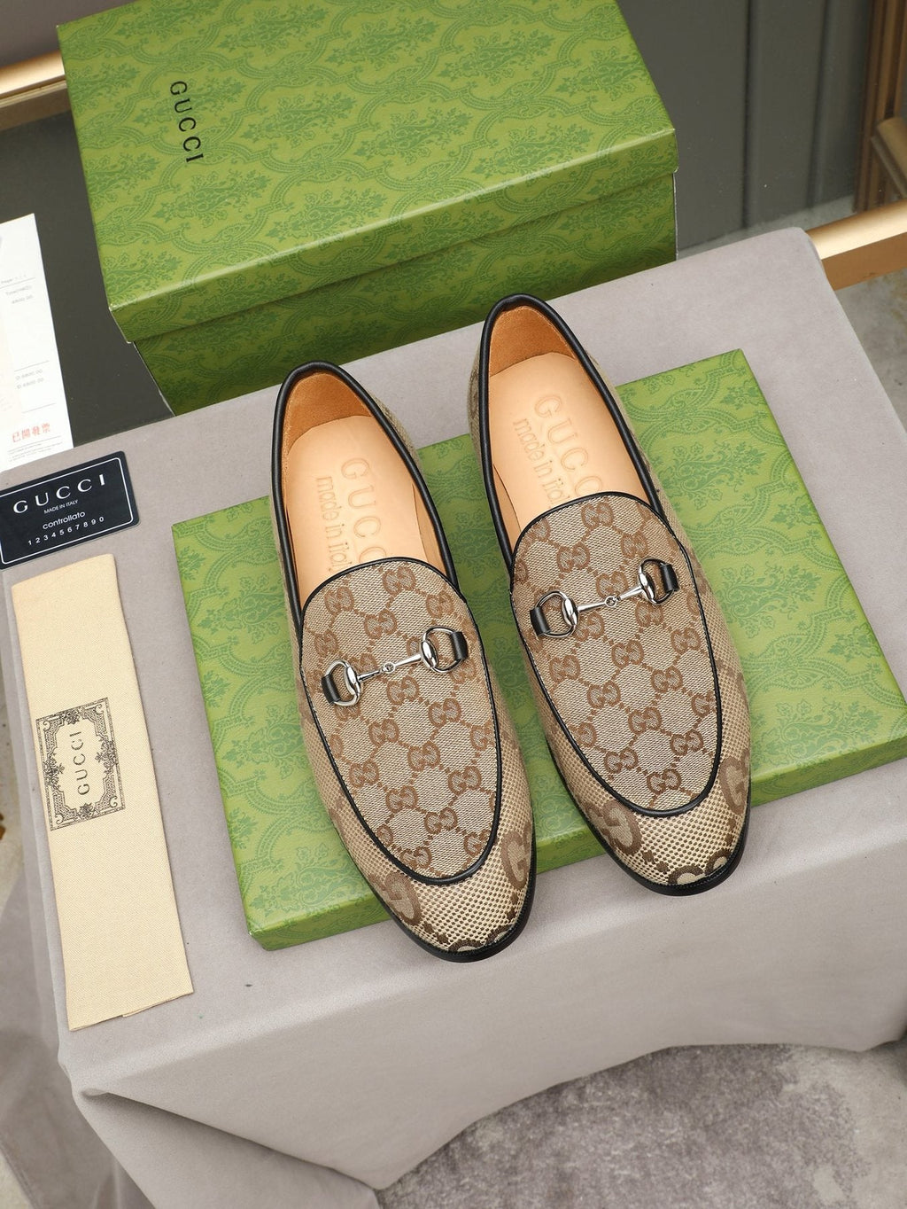 Gucci Monogram Bit Loafers — front
