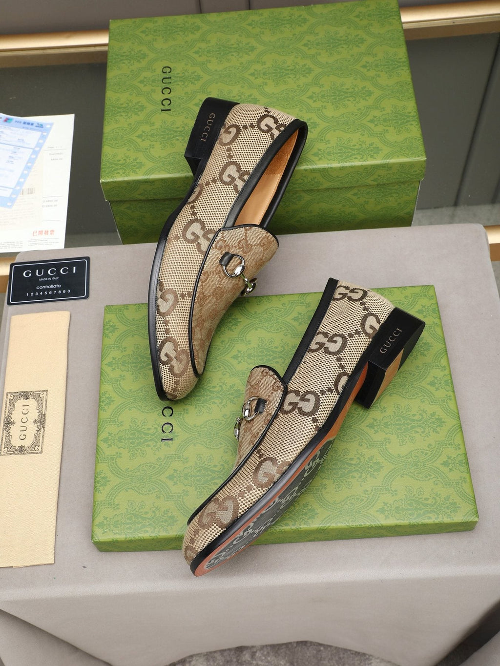 Gucci Monogram Bit Loafers — front