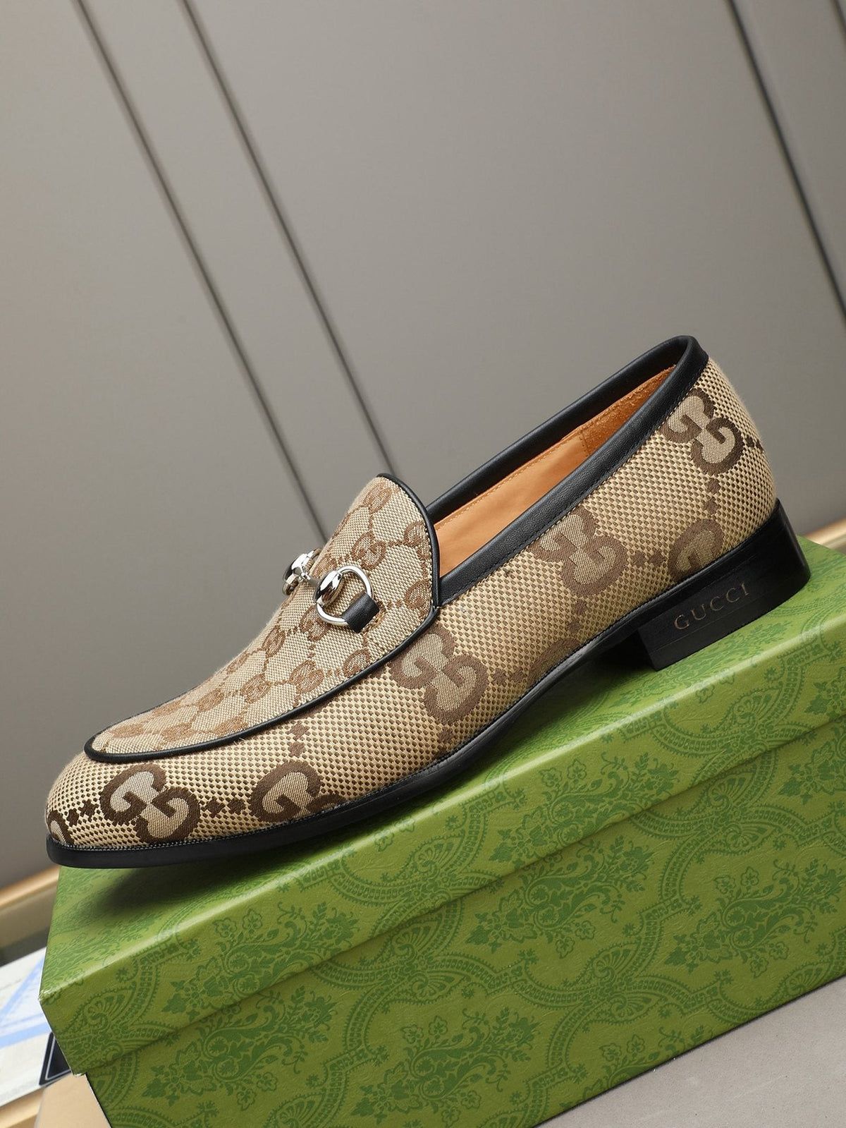 Gucci Monogram Bit Loafers — front