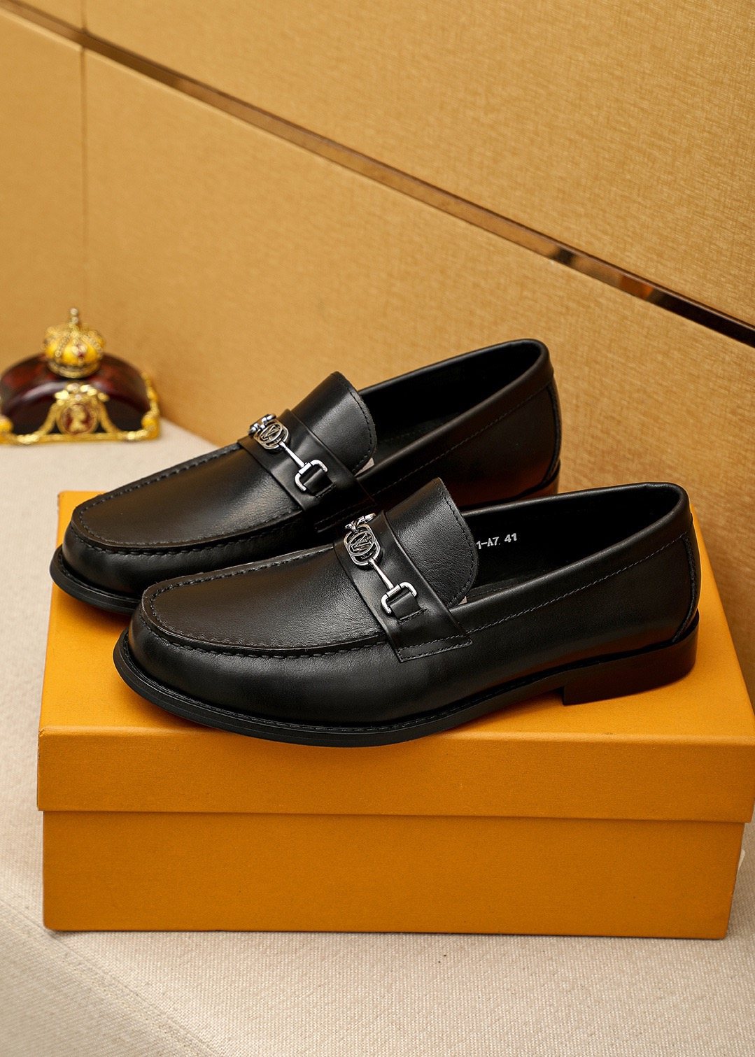 Louis Vuitton Black Leather Buckle Loafers — hero