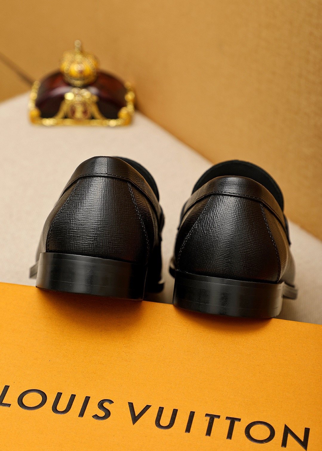 Louis Vuitton Black Leather Buckle Loafers — back