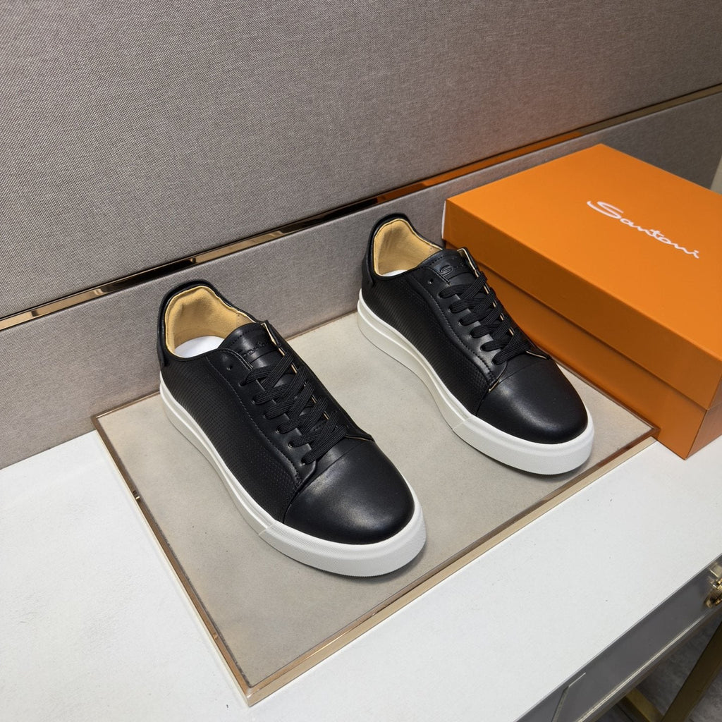 Santoni Navy Blue Low-Top Sneakers — front
