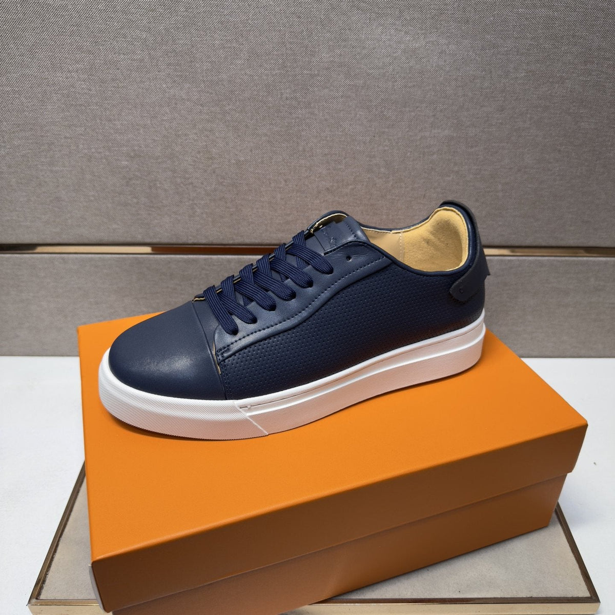 Santoni Navy Blue Low-Top Sneakers — front