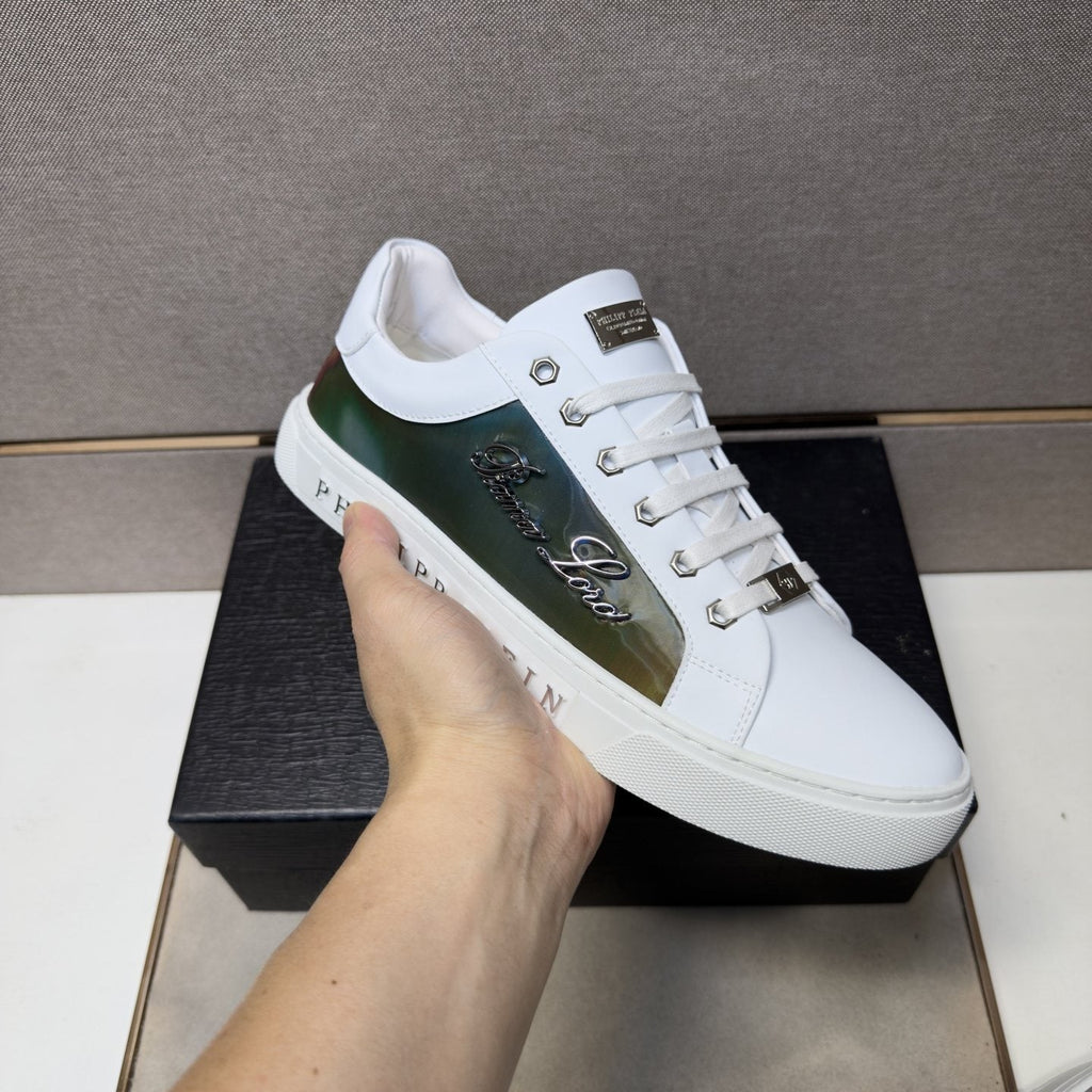 Philipp Plein Navy Iridescent Panel Sneakers — model