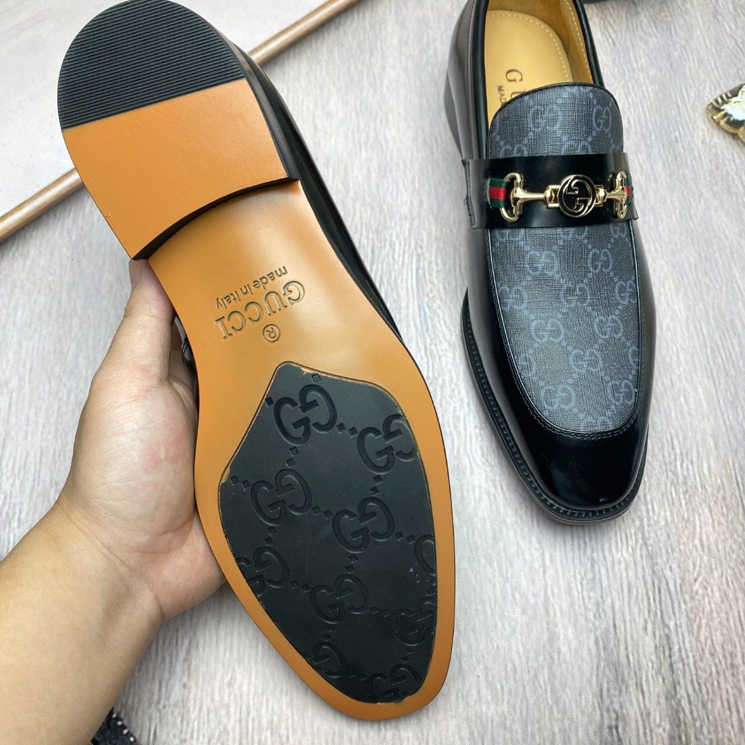 Gucci Horsebit Pattern Loafers — back