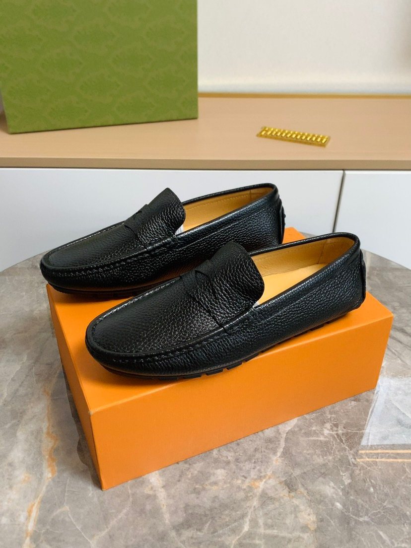 Louis Vuitton Textured Moc-Toe Loafers — front