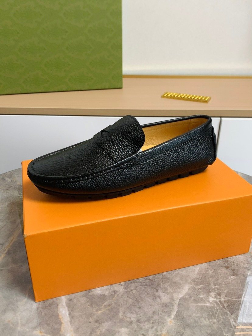 Louis Vuitton Textured Moc-Toe Loafers — side