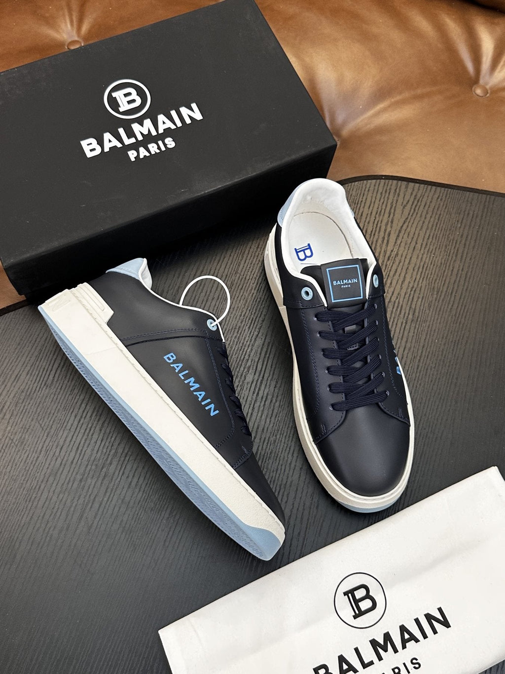 Balmain B-Skate Low-Top Sneakers — side