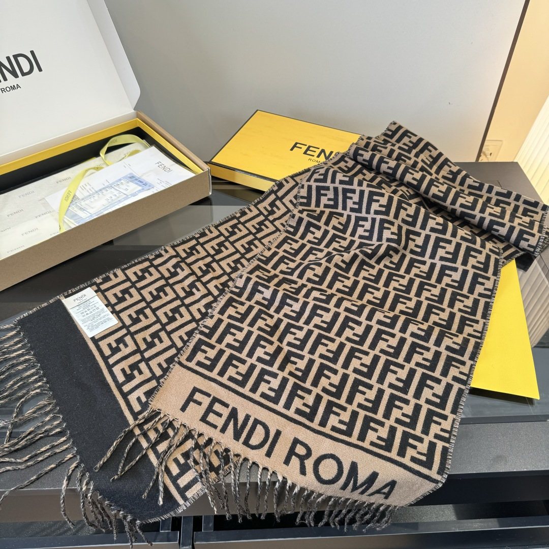 Fendi FF Logo Fringe Scarf — front