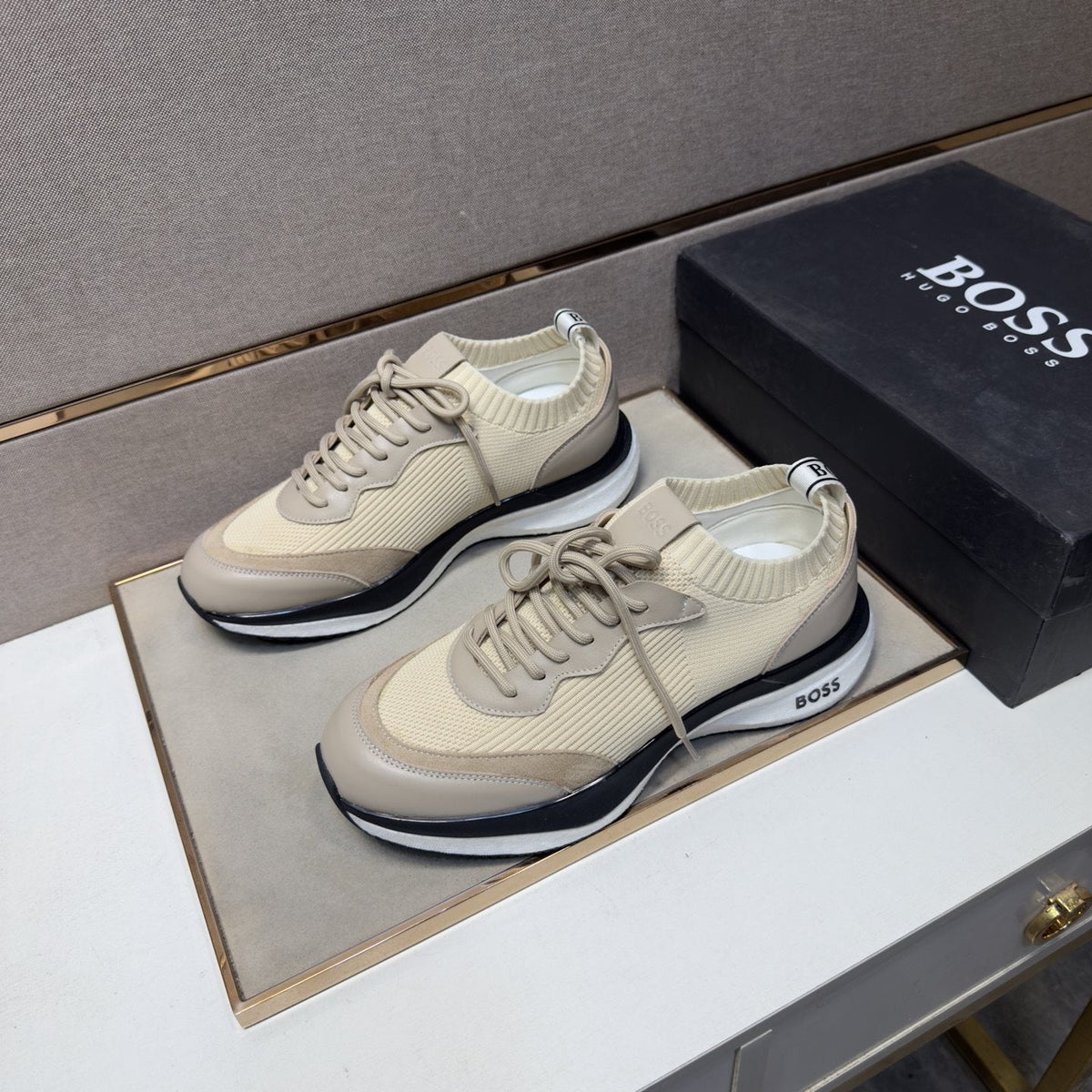 Hugo Boss Mixed-Material Lace-Up Sneakers — side