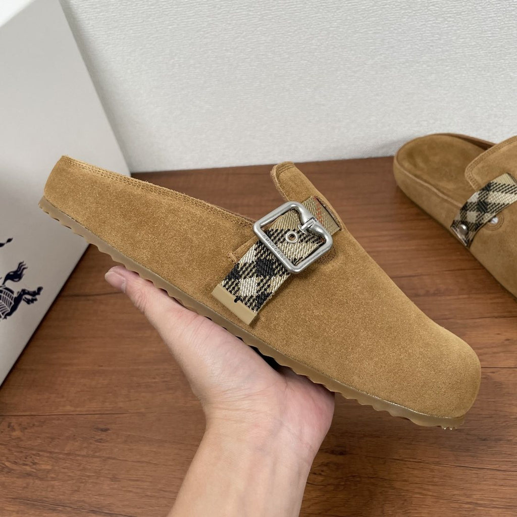 Burberry Powder Blue Check Strap Mule Sandals — model