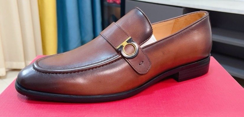 Salvatore Ferragamo Glossy Metal Ornament Loafers — front