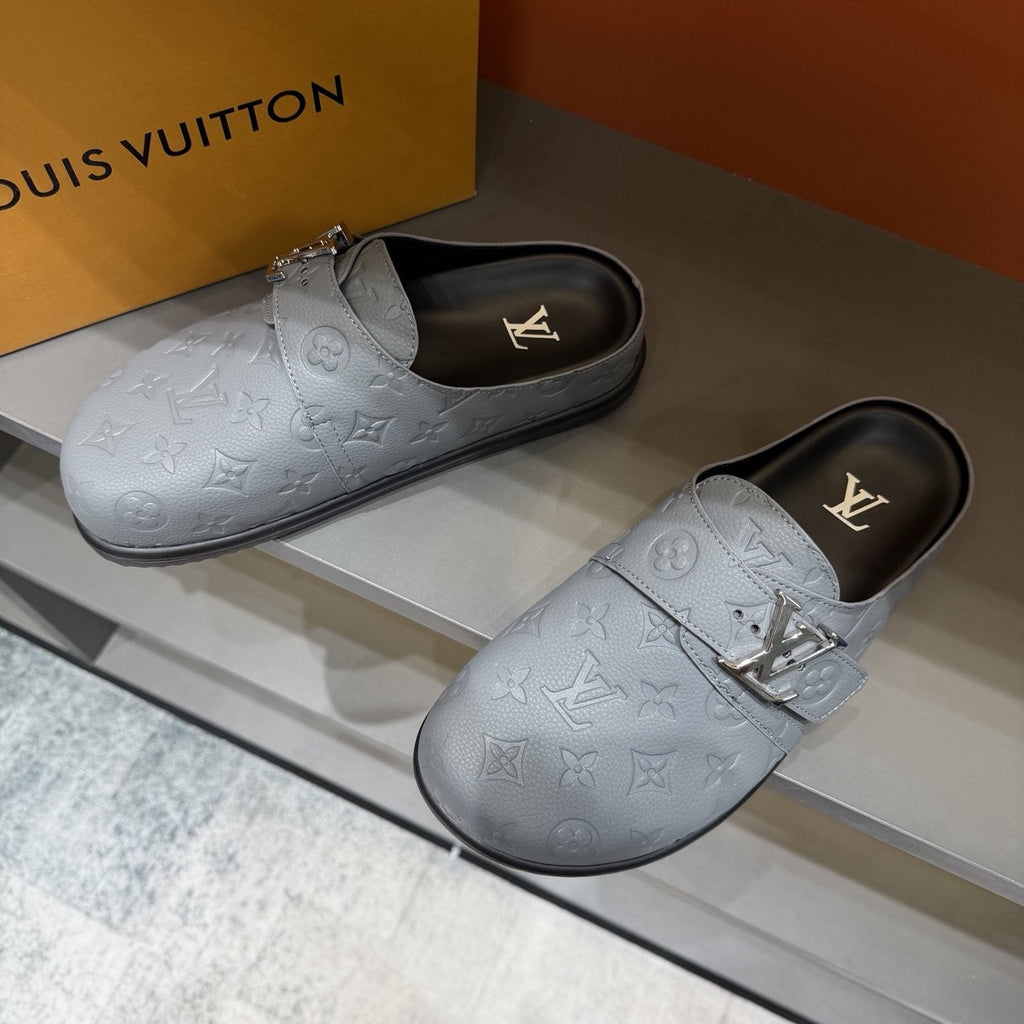 Louis Vuitton Monogram Buckle Slide Sandals — side