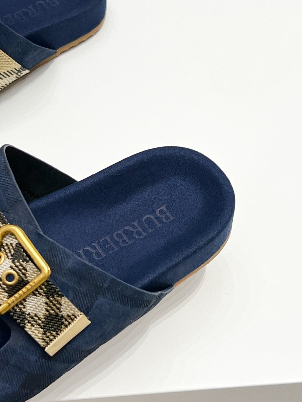 Burberry Check Strap Slide Sandals — detail