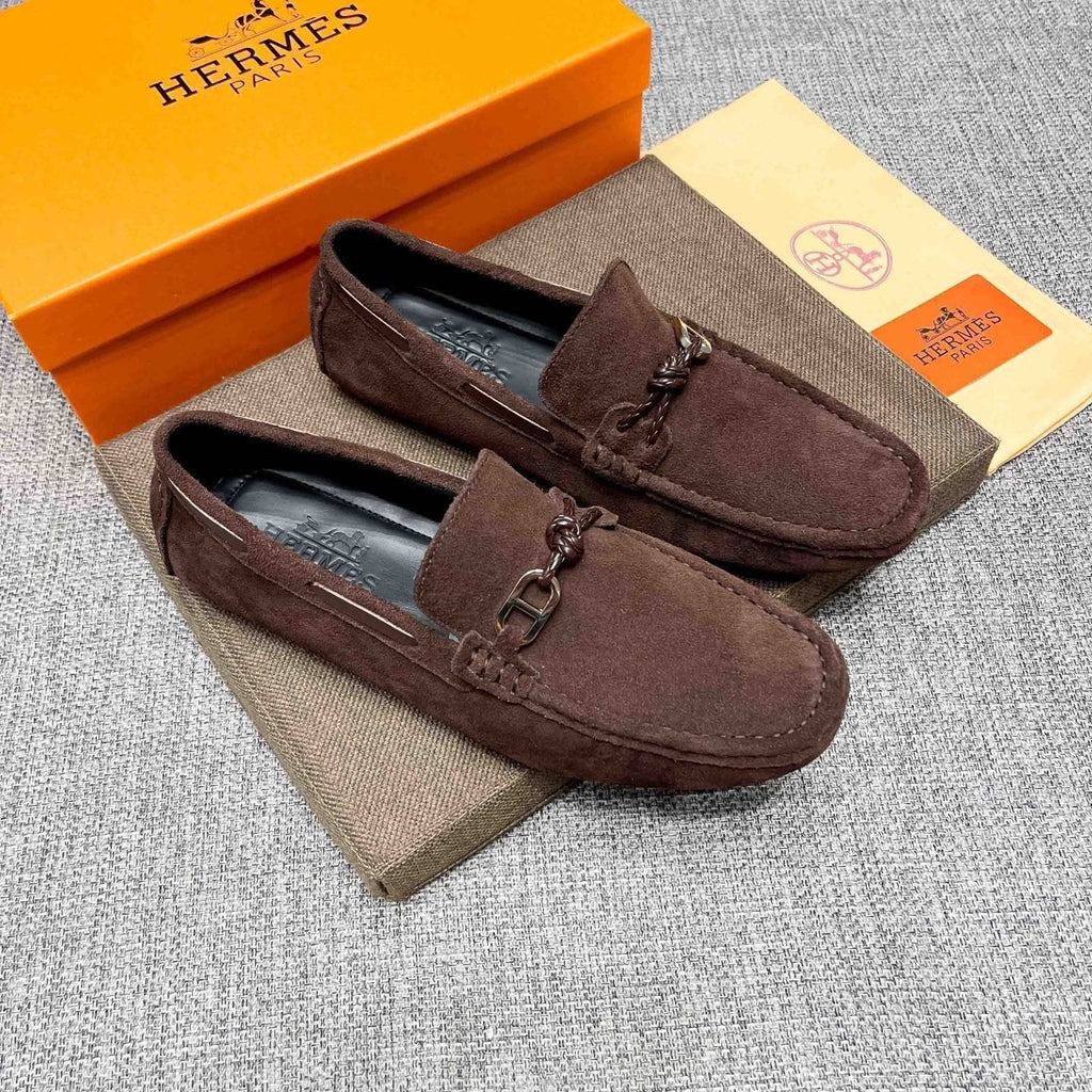 Hermès Suede-Look Driving Loafers — hero