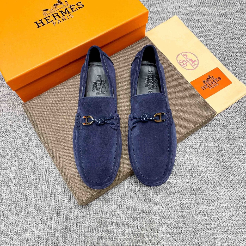 Hermès Suede-Look Driving Loafers — front