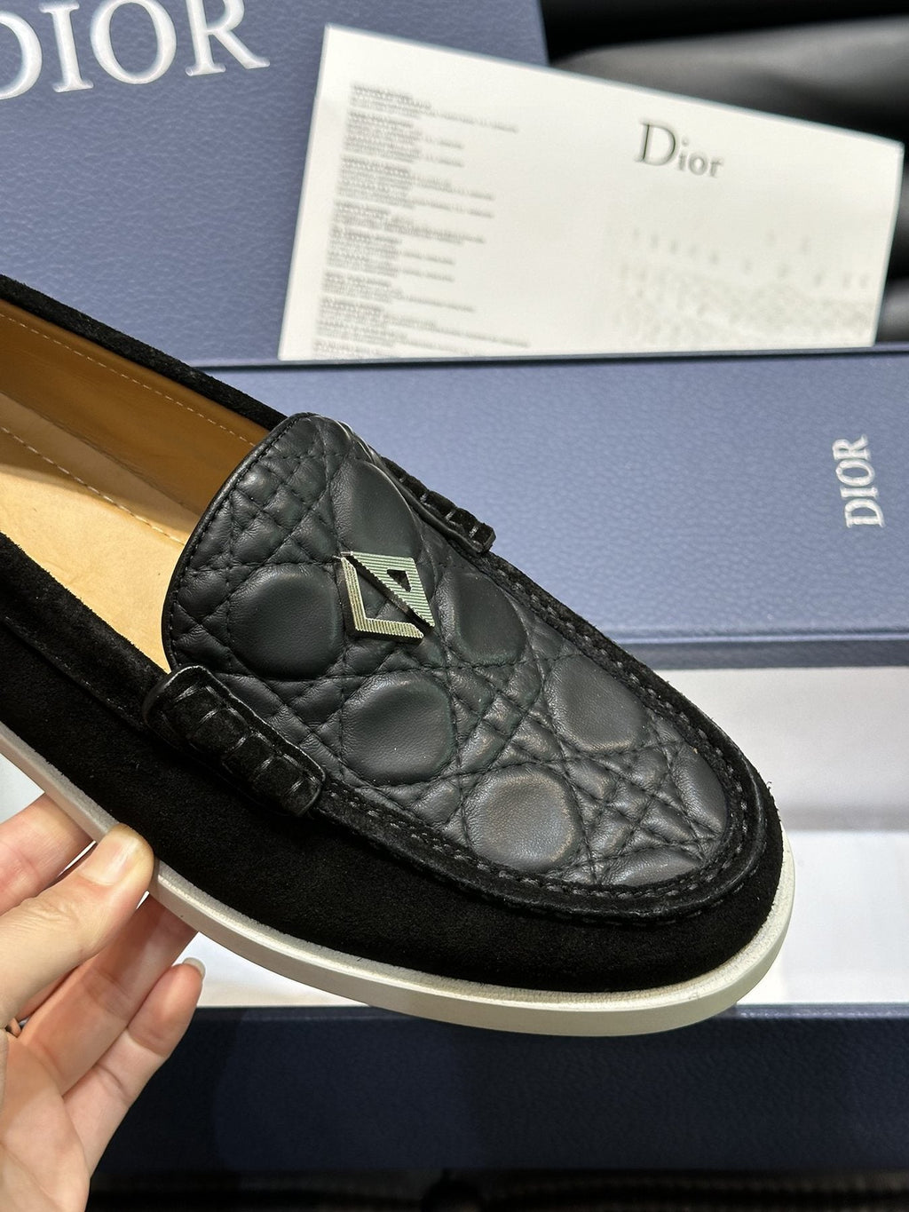 Dior Patterned Panel Loafers — detail