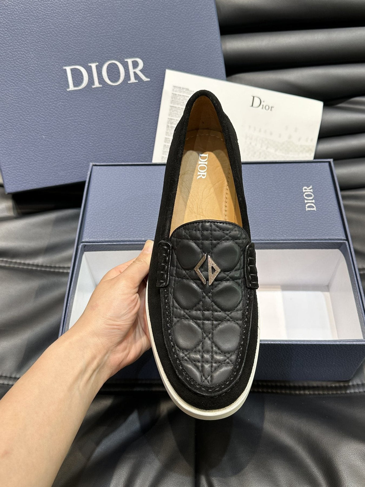 Dior Patterned Panel Loafers — back