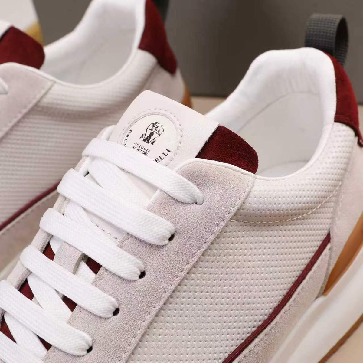 Brunello Cucinelli Suede-Trim Low-Top Sneakers — detail