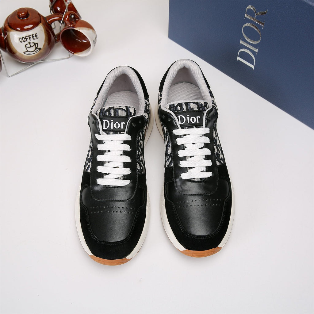 Dior White, Black & Tan Low-Top Sneakers — model