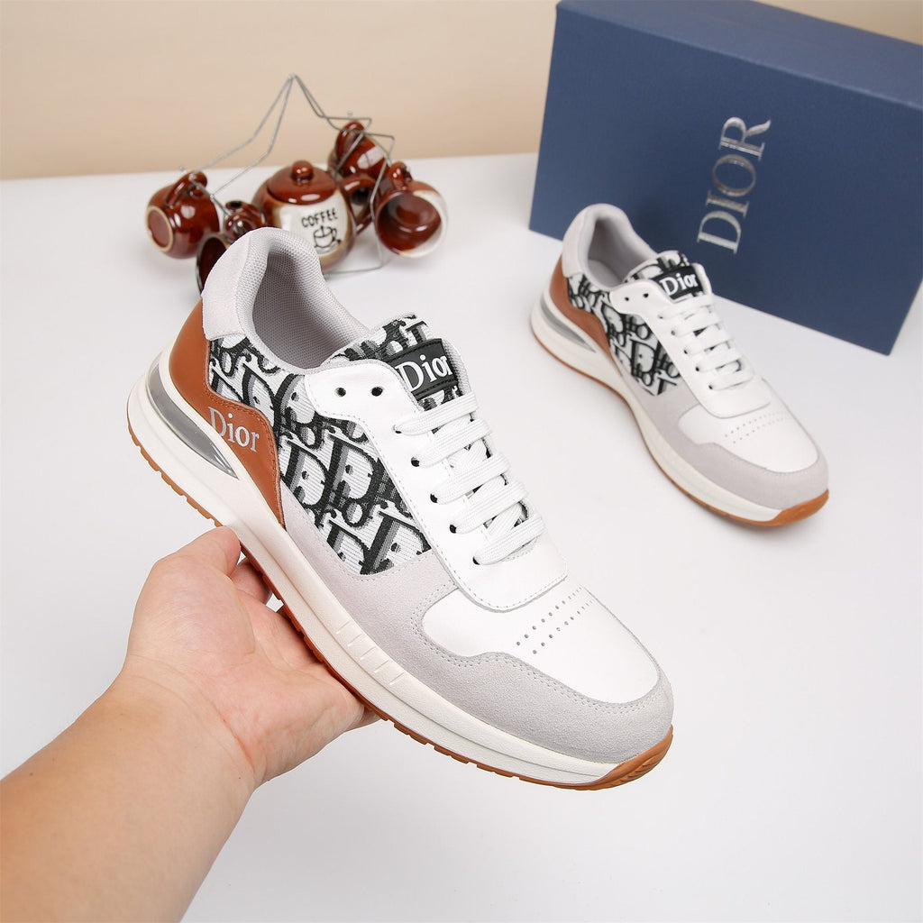 Dior White, Black & Tan Low-Top Sneakers — model