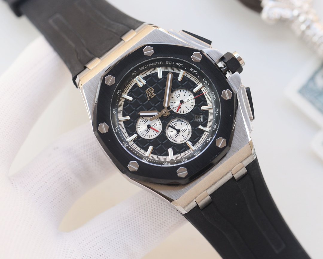 AP Silver Black Dial Strap Watch — hero