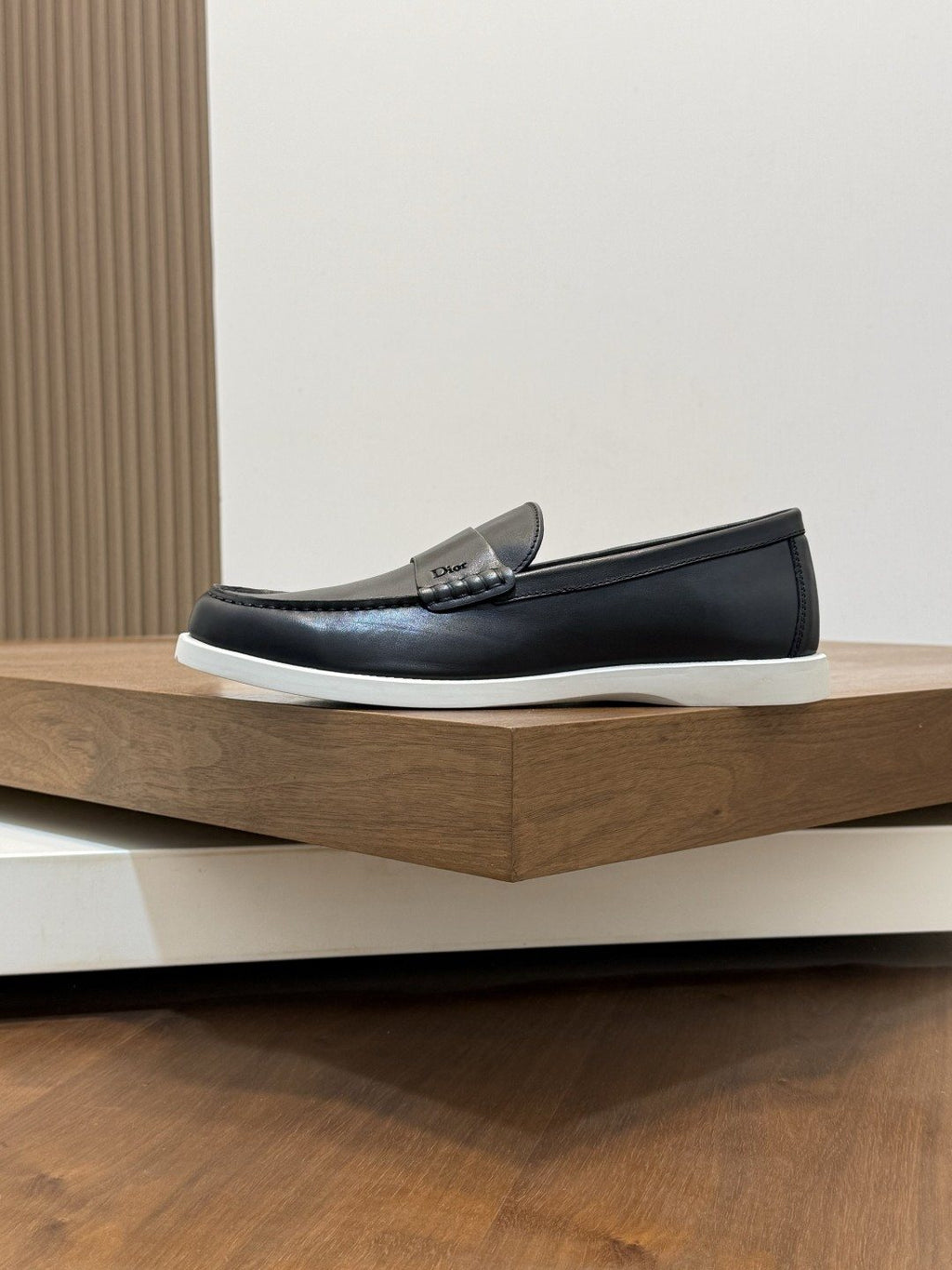 Dior Textured Leather Slip-On Shoes — side