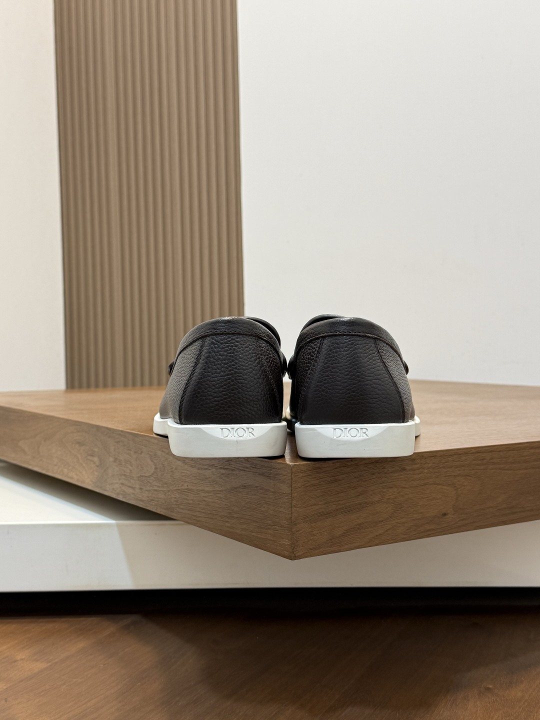 Dior Textured Leather Slip-On Shoes — back