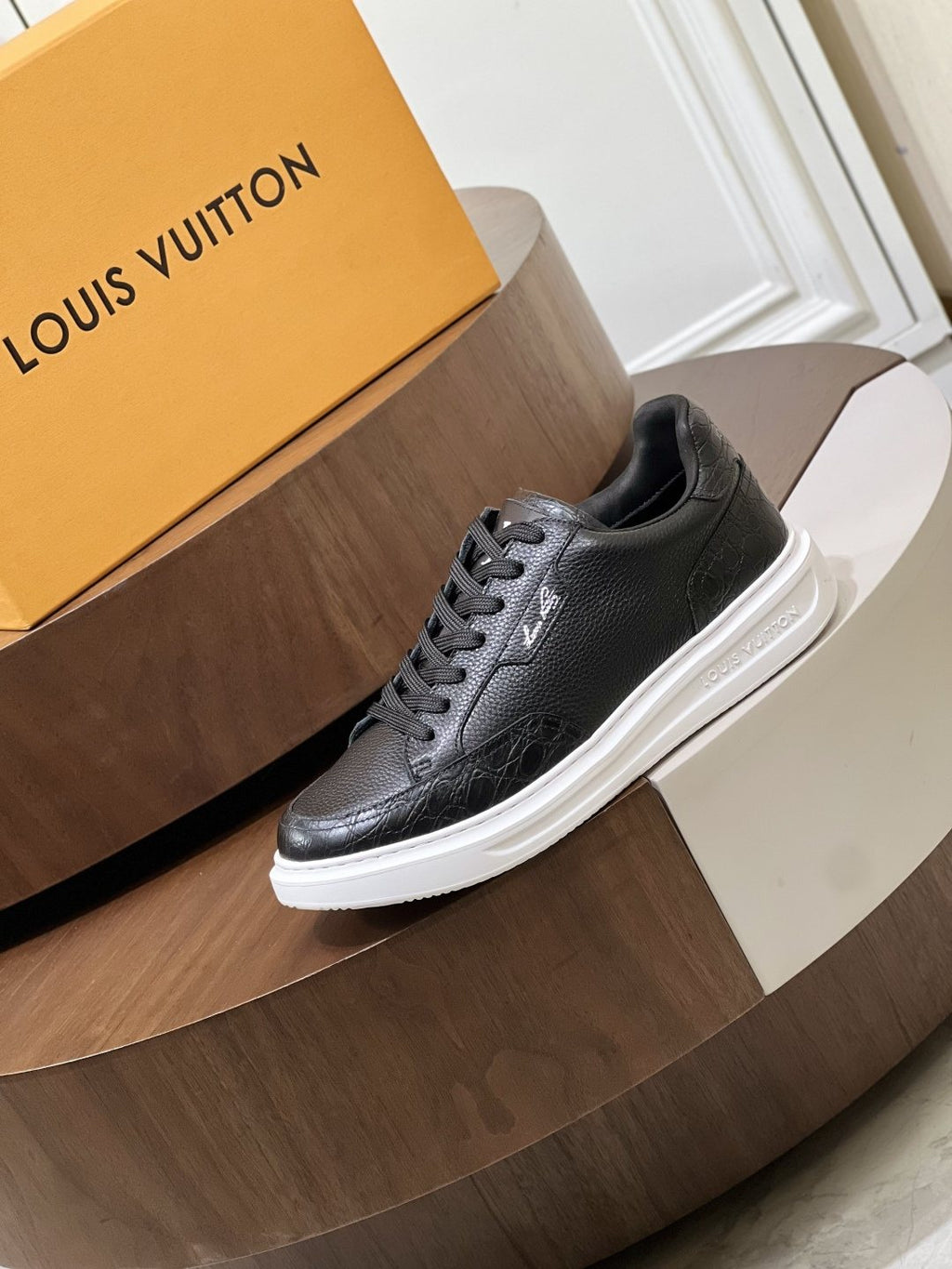 Louis Vuitton Black Low-Top Sneakers — side