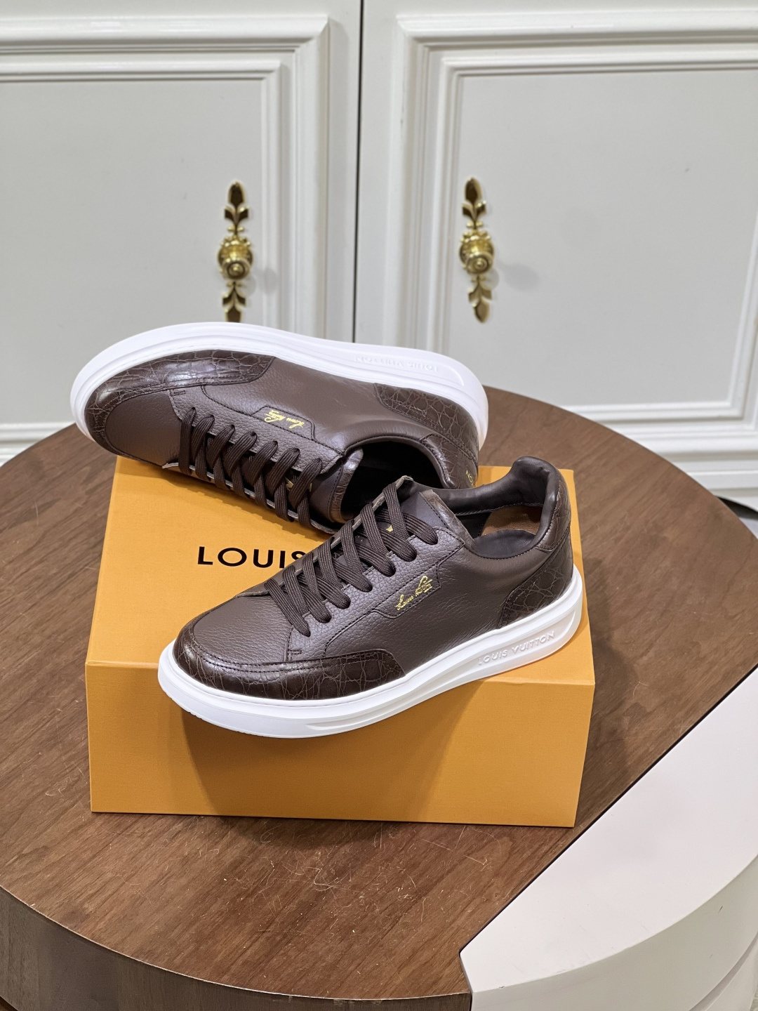 Louis Vuitton Black Low-Top Sneakers — front