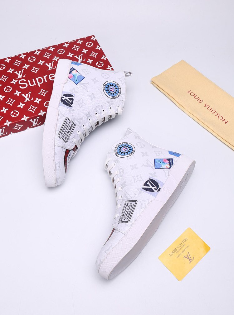 Louis Vuitton Graphic Patch High-Top Sneakers — front