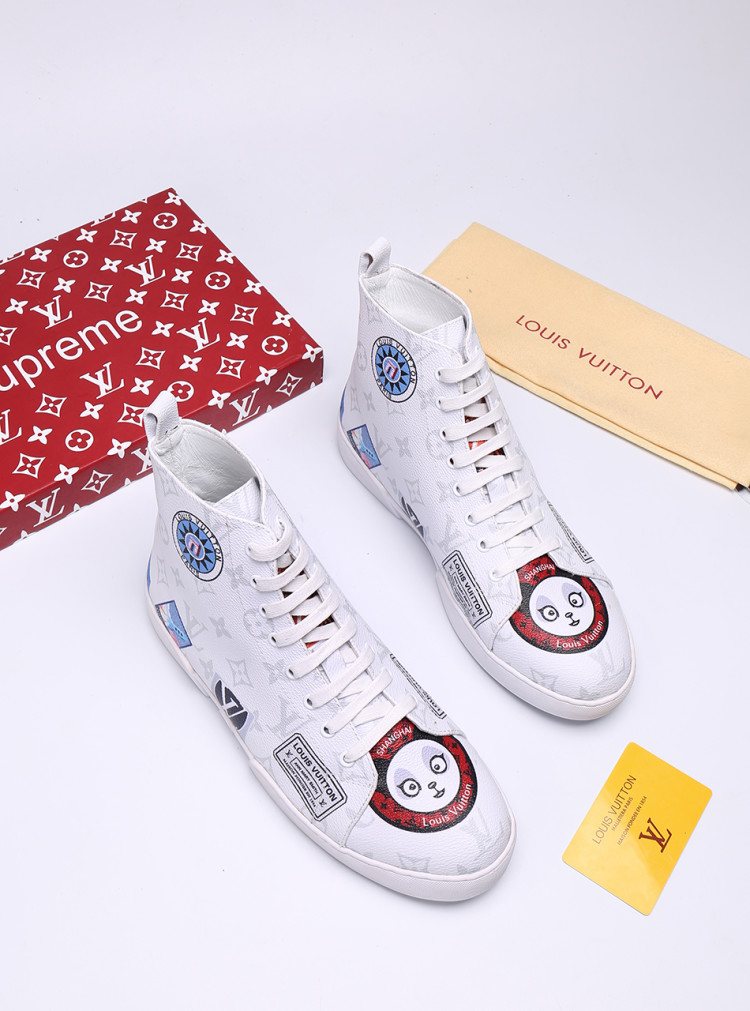 Louis Vuitton Graphic Patch High-Top Sneakers — front