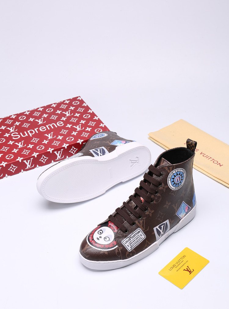 Louis Vuitton Graphic Patch High-Top Sneakers — side