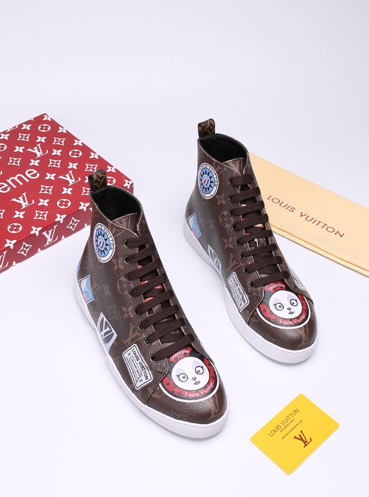 Louis Vuitton Graphic Patch High-Top Sneakers — side