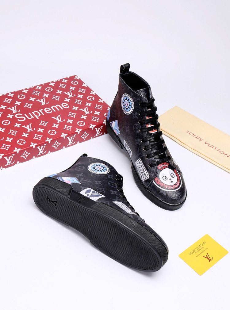Louis Vuitton Graphic Patch High-Top Sneakers — side