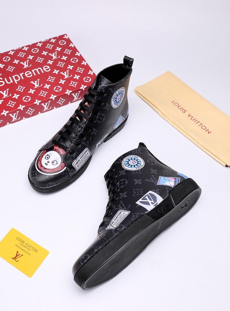 Louis Vuitton Graphic Patch High-Top Sneakers — side